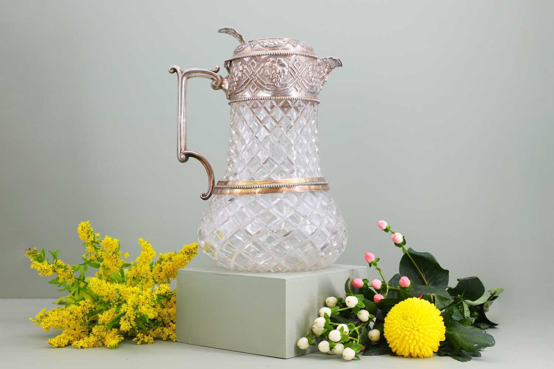 A silver-mounted cut-glass lemonade or water jug, - Image 4 of 8