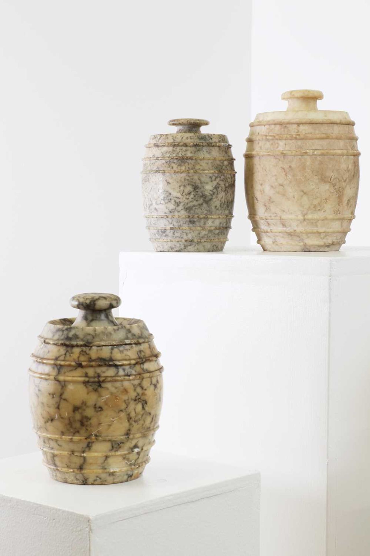 Five carved alabaster jars and covers, - Image 6 of 6