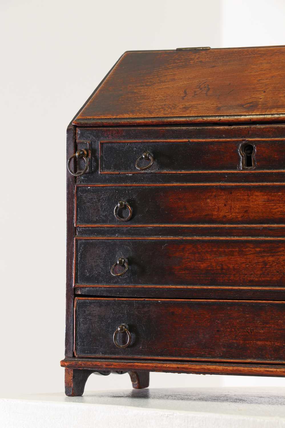 A George III mahogany miniature bureau, - Image 6 of 7