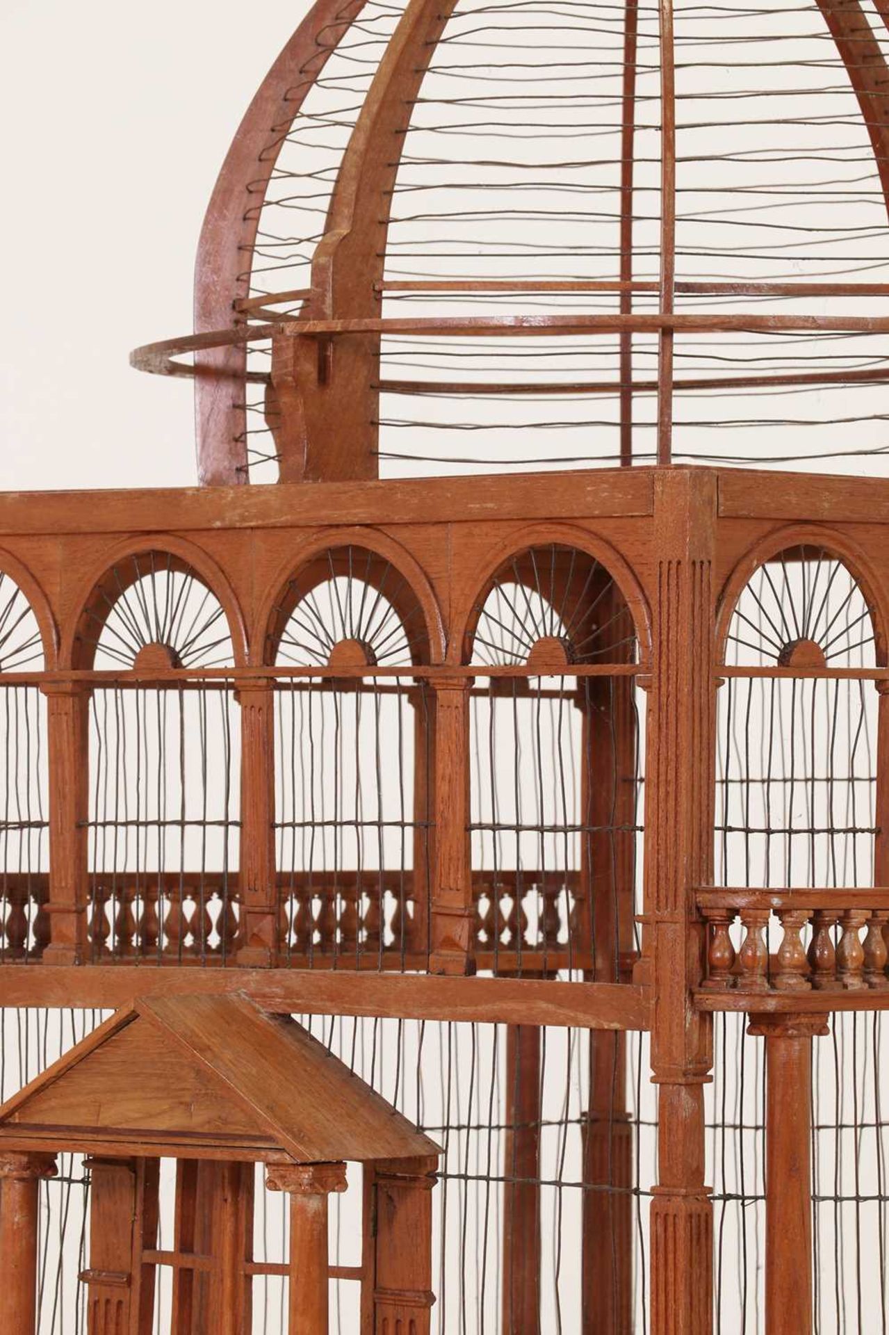 A large-scale hardwood birdcage, - Image 4 of 9