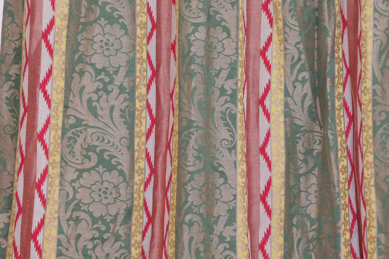 Two pairs of striped silk curtains, - Image 3 of 9