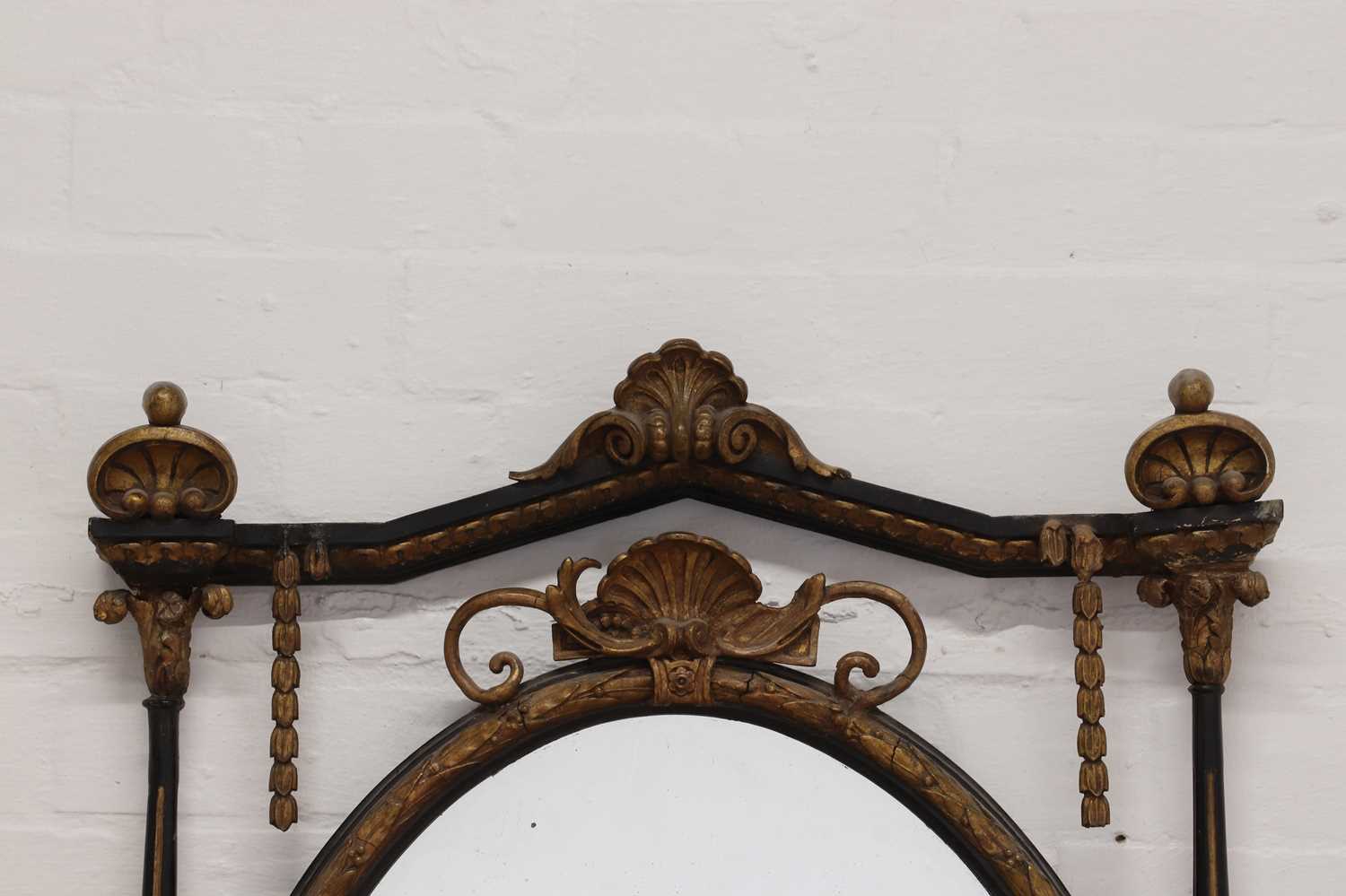 An ebonised and gilt girandole wall mirror, - Image 5 of 7