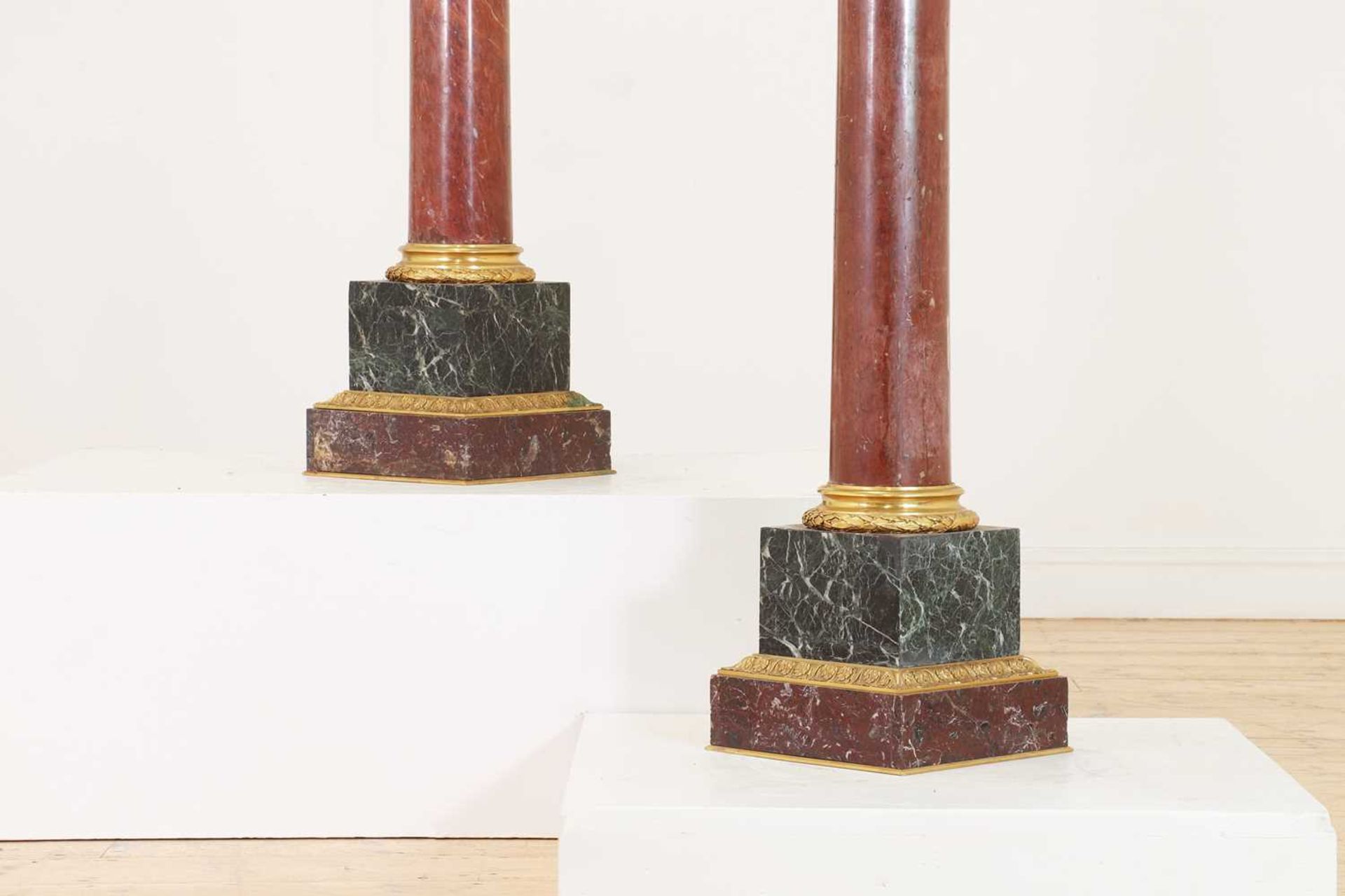 A pair of rouge marble pedestals, - Image 6 of 7
