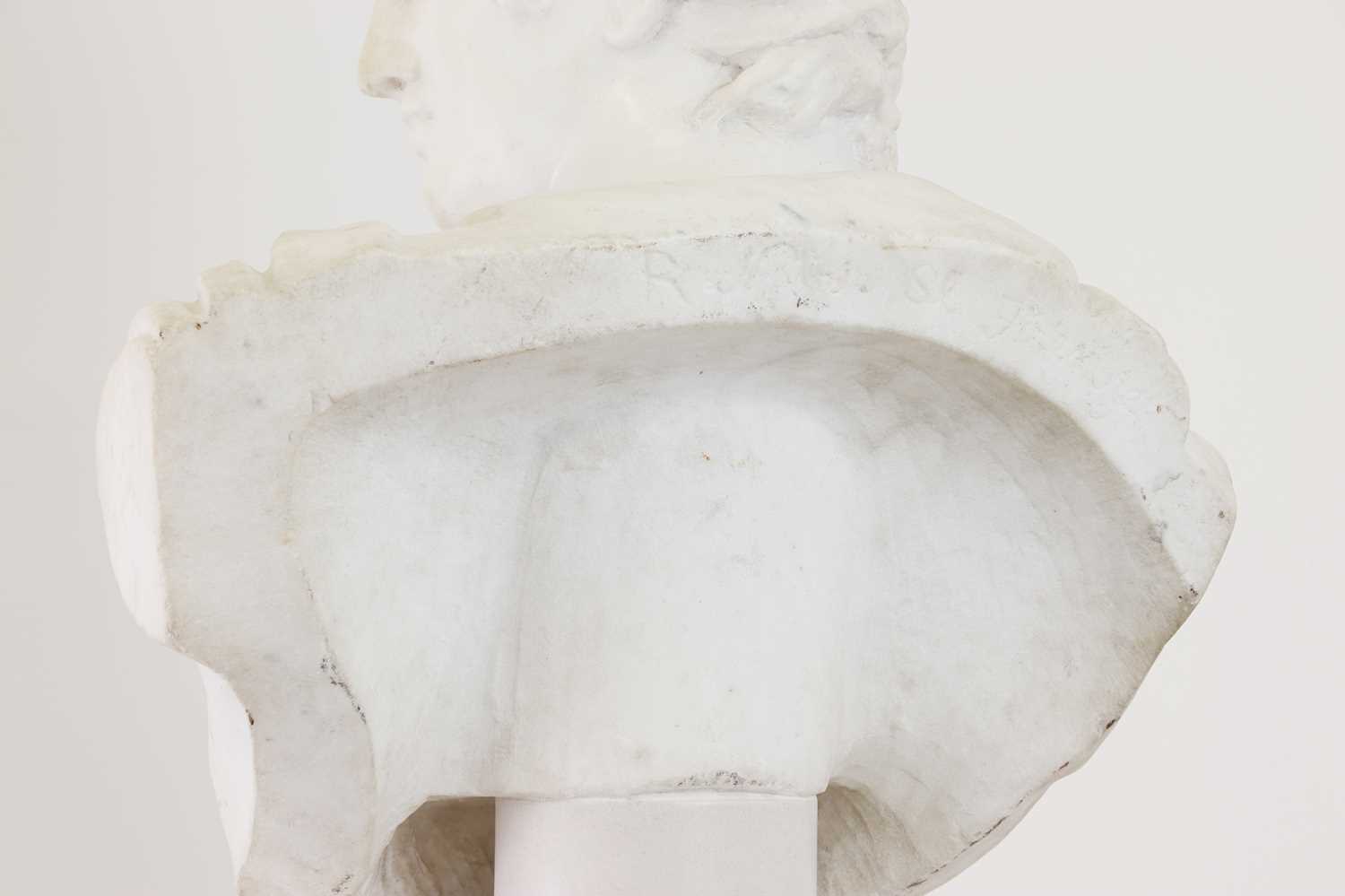 A carved marble and composition bust of Apollo Belvedere, - Image 4 of 9