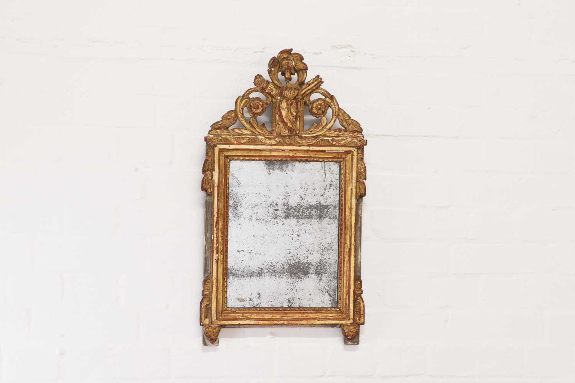 A small giltwood and gesso mirror, - Image 2 of 3