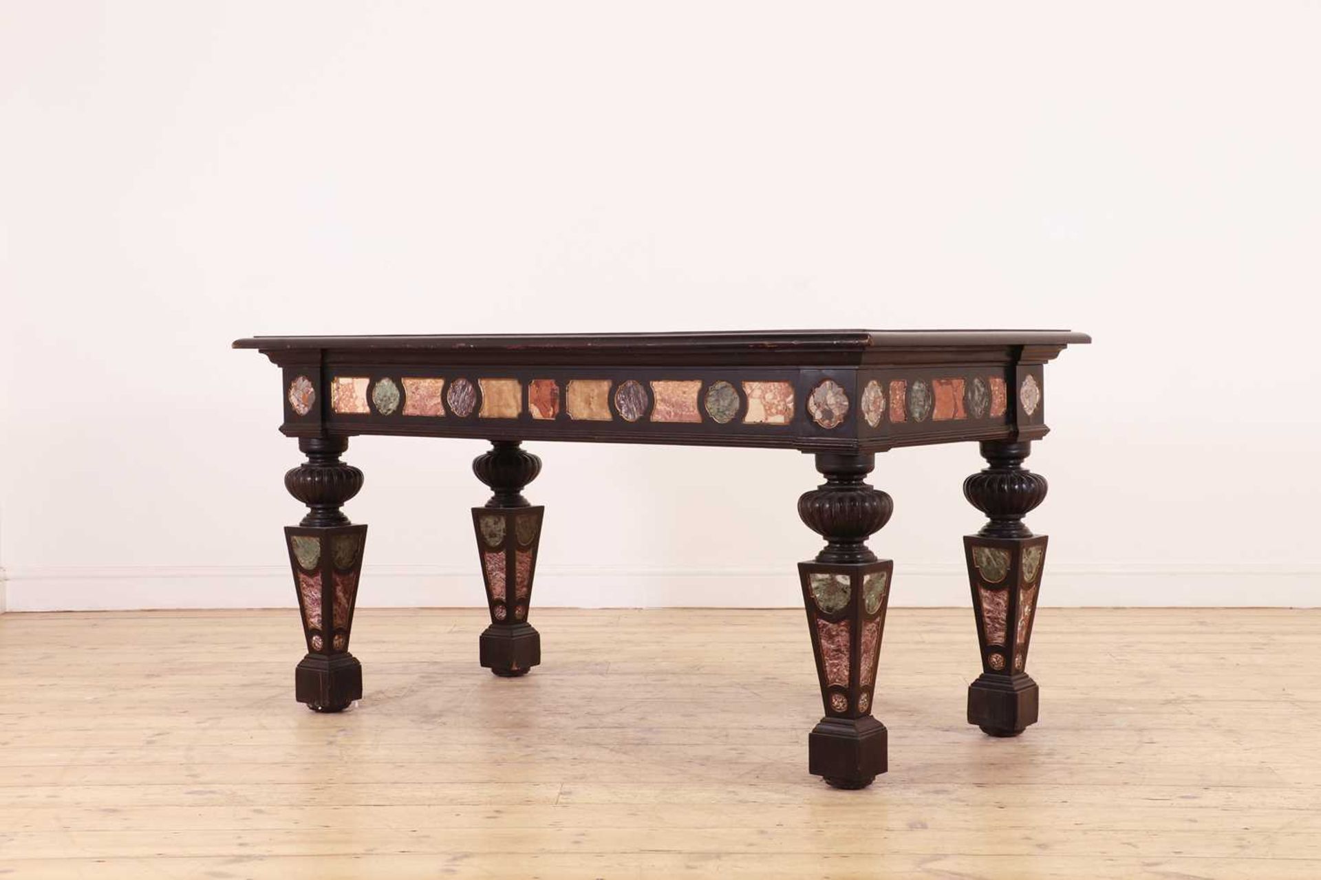 An ebonised, specimen and parcel-gilt console table, - Image 3 of 19