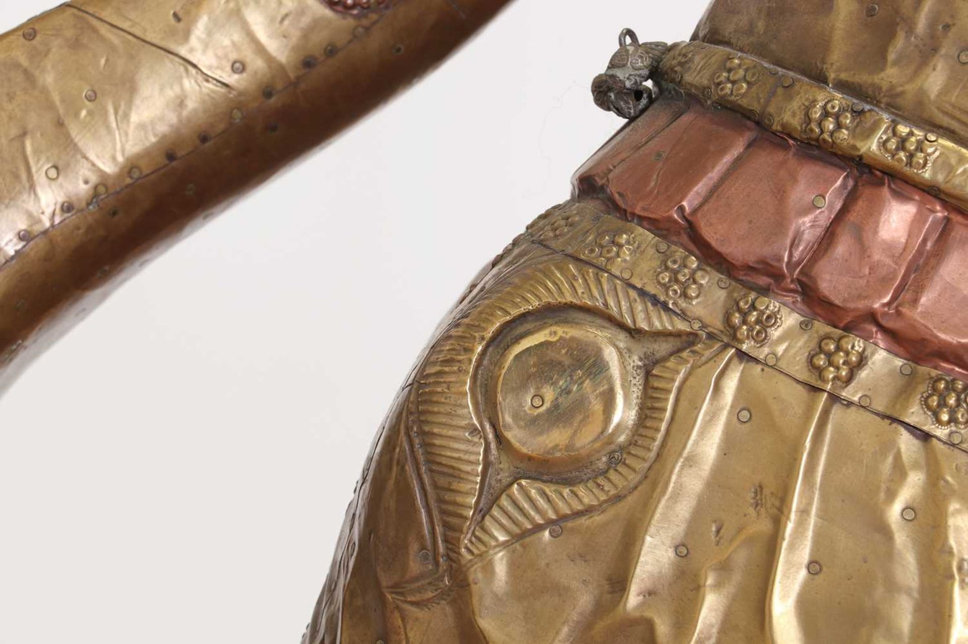 A large copper and brass-clad pull-along elephant, - Image 9 of 9