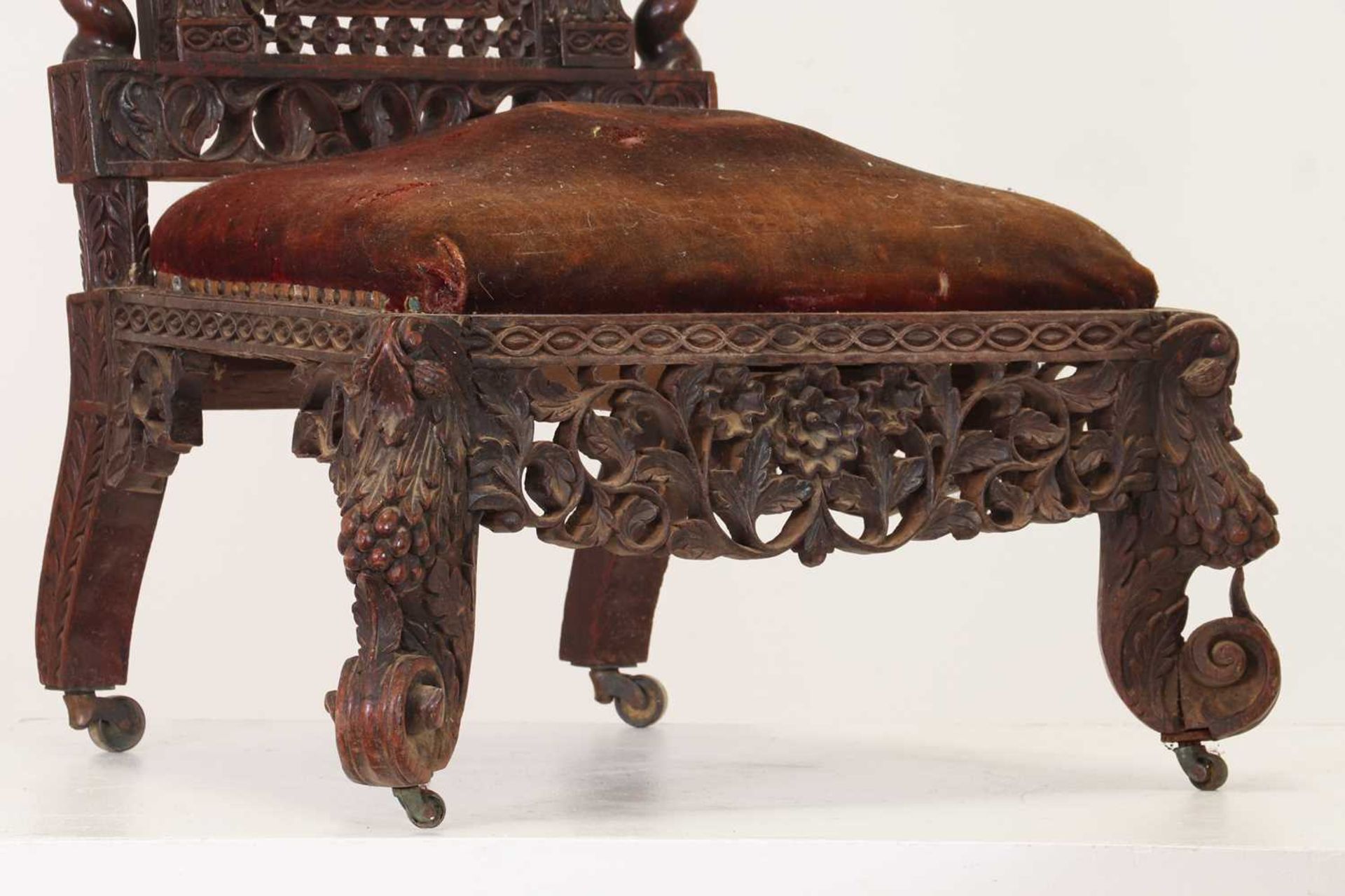 A near pair of carved rosewood occasional chairs, - Image 4 of 21