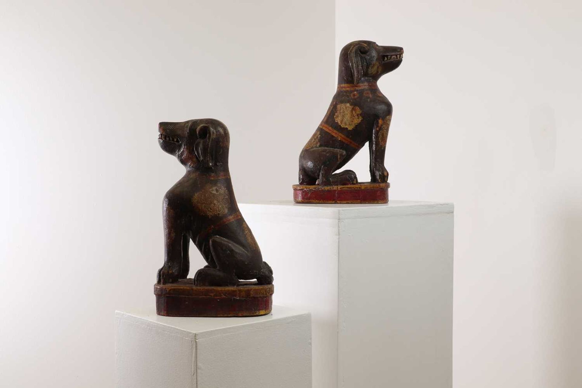 A pair of painted wooden dogs, - Image 6 of 6