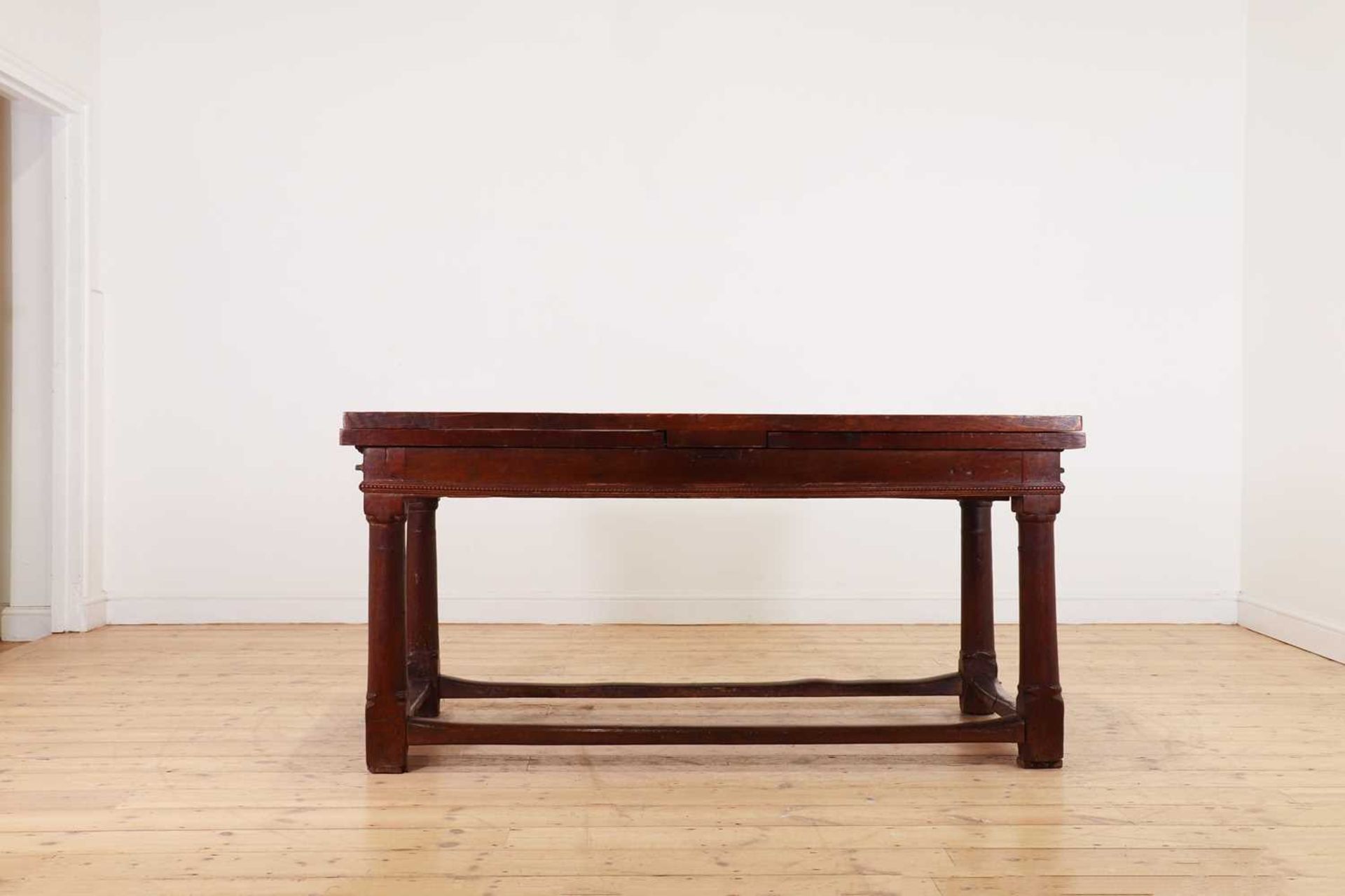 An oak draw-leaf refectory table, - Image 2 of 11