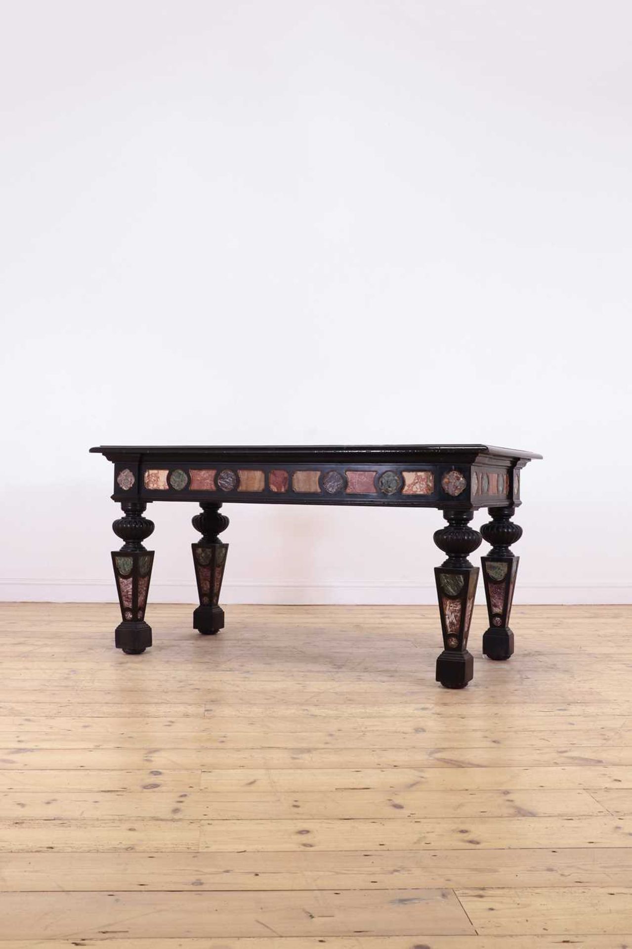 An ebonised, specimen and parcel-gilt console table, - Image 13 of 19