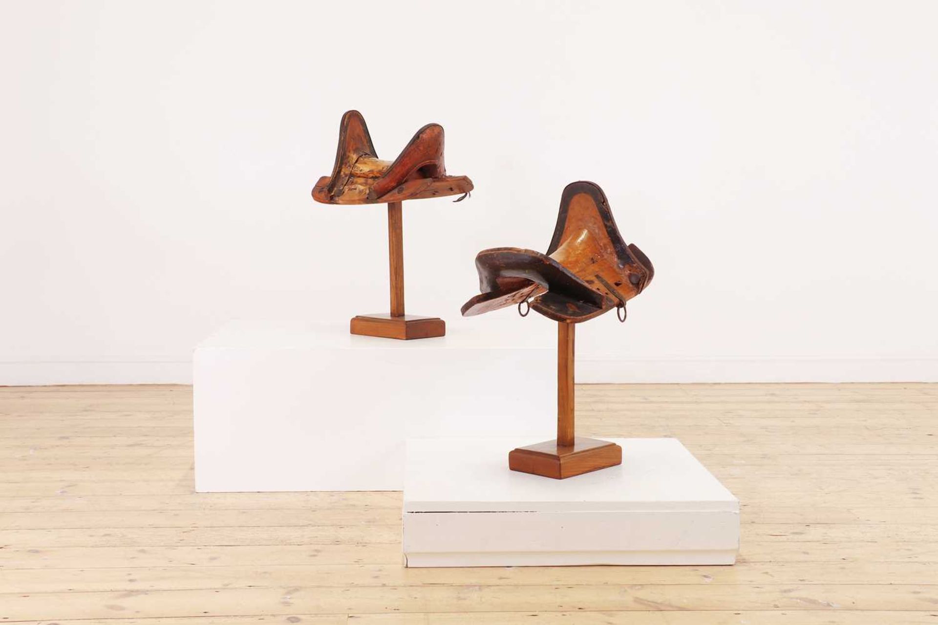 Two wooden saddles, - Image 3 of 7