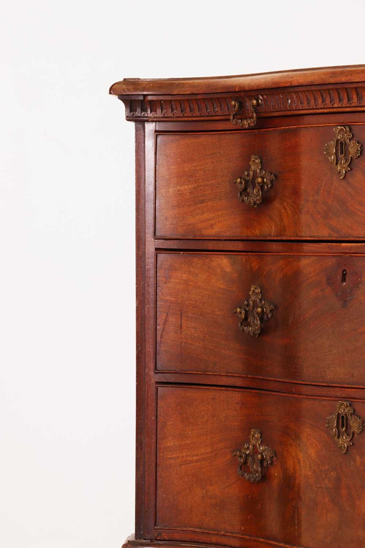 A George III mahogany serpentine commode, - Image 9 of 30