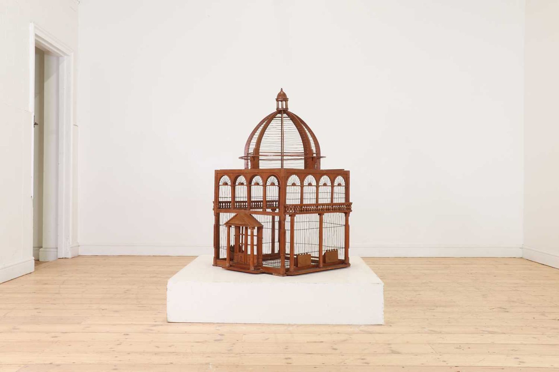 A large-scale hardwood birdcage, - Image 3 of 9