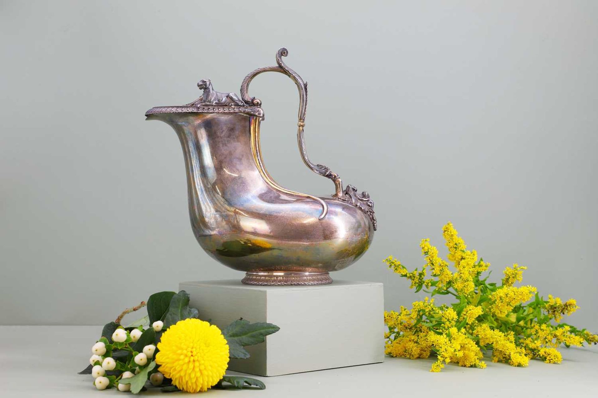 A Victorian silver and silver-gilt askos jug,