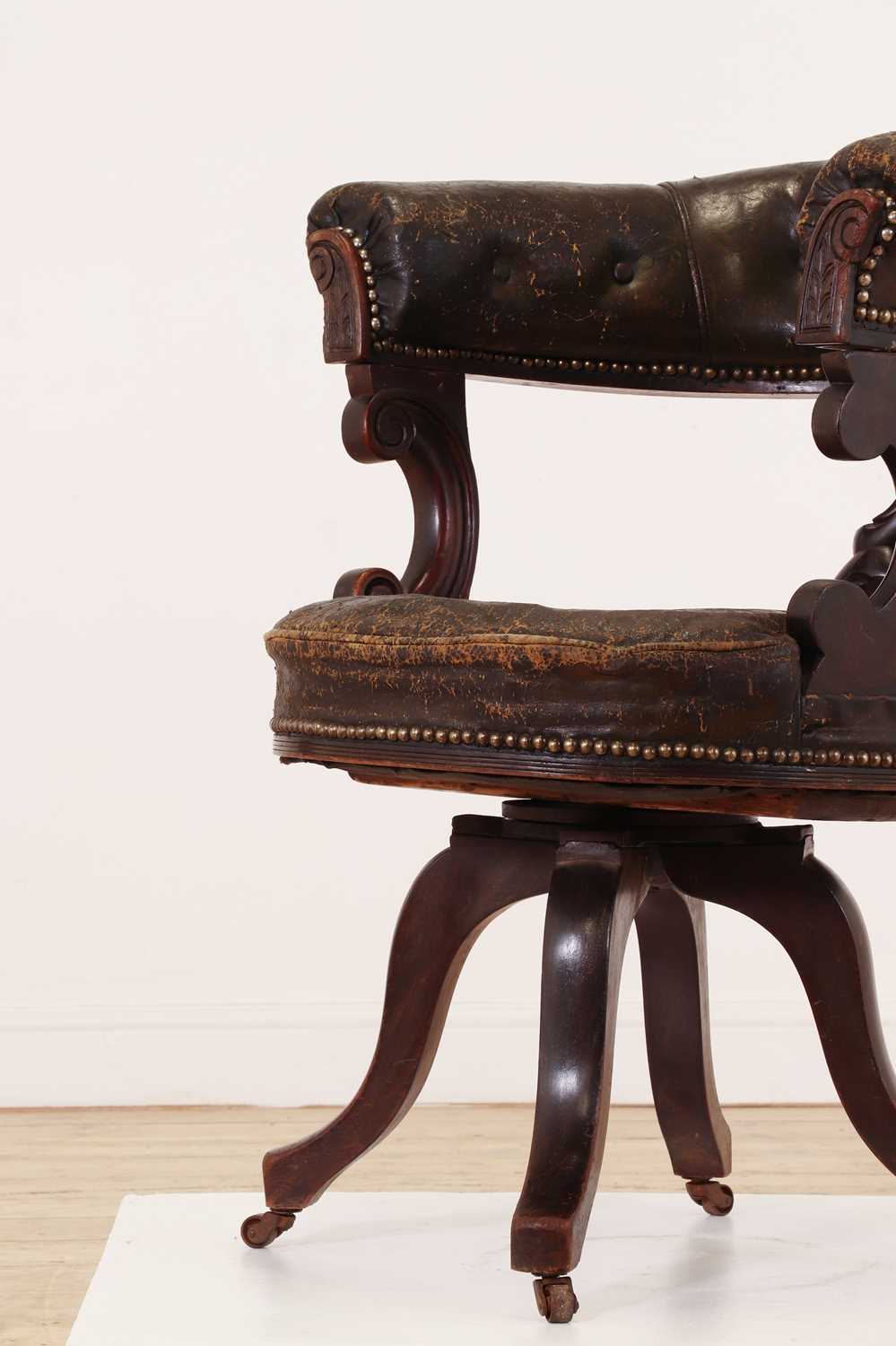 A Victorian mahogany and leather swivel chair, - Image 5 of 7