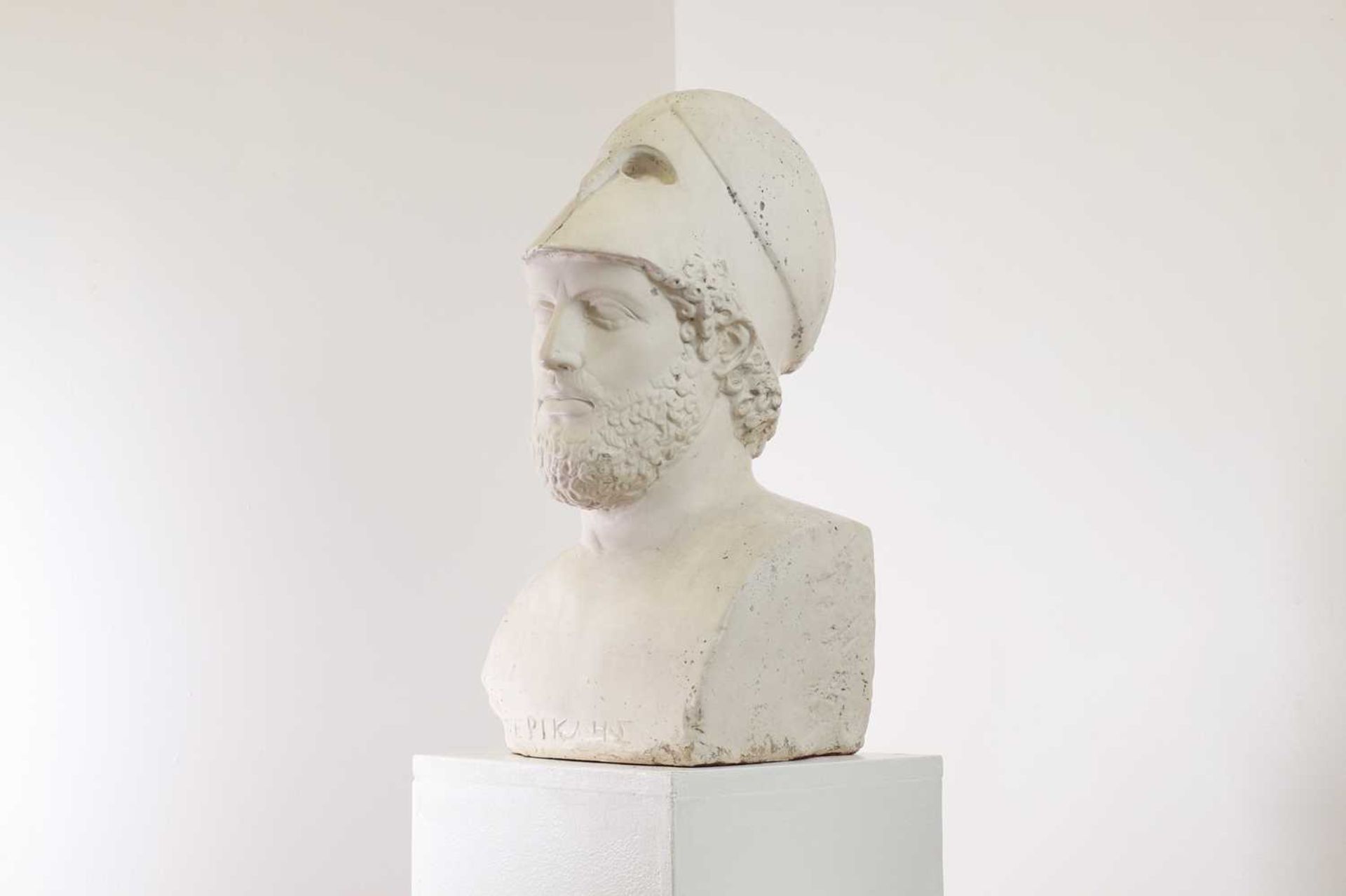A plaster bust of Pericles after the antique,