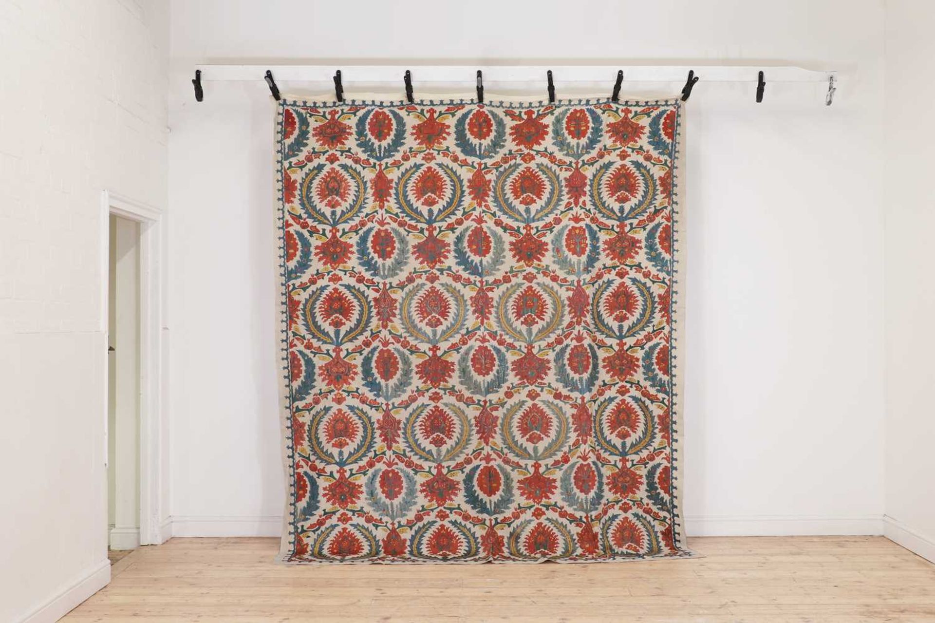 A large suzani textile, - Image 3 of 8