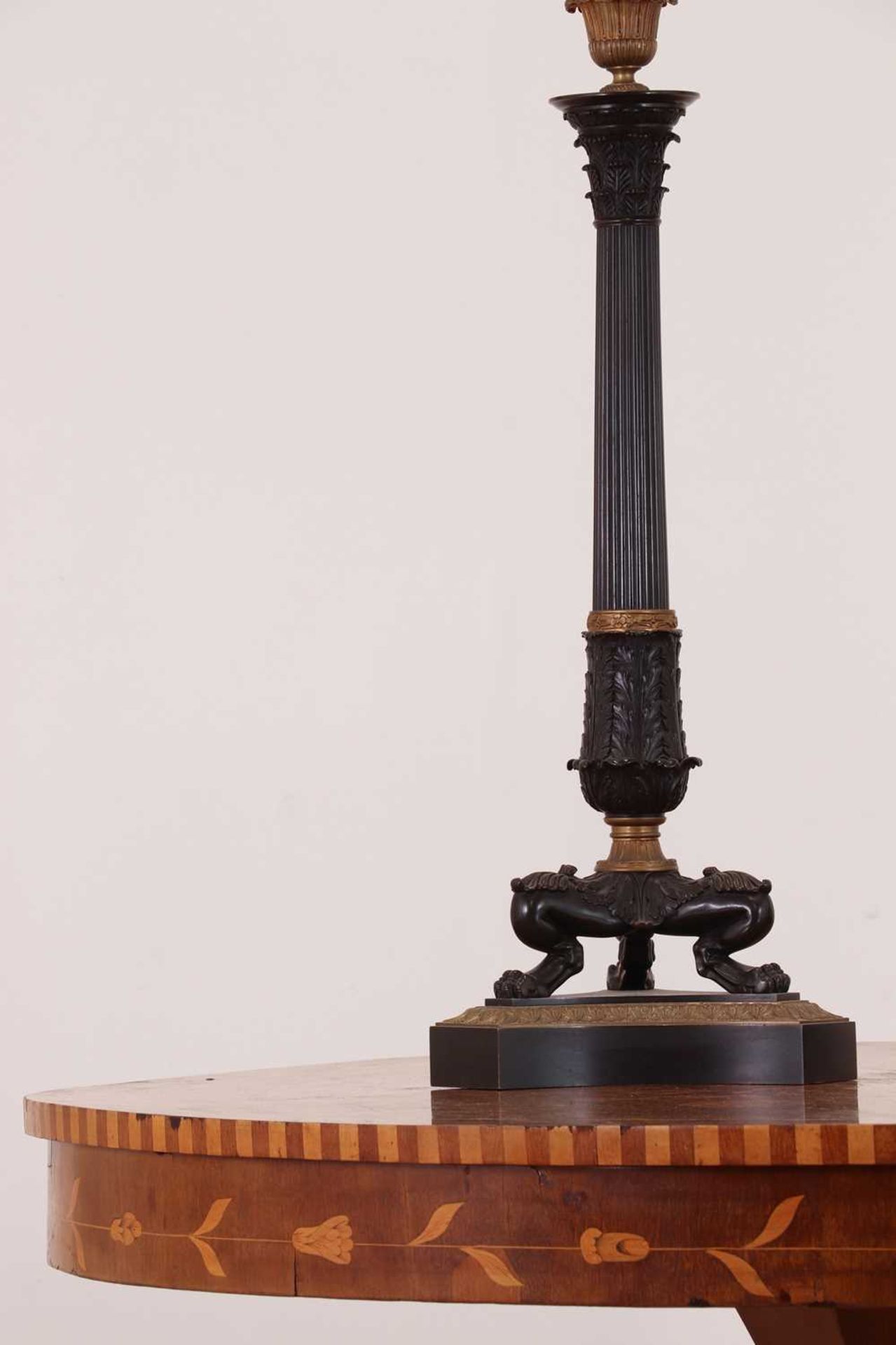 A pair of large gilt and patinated bronze candelabra, - Image 8 of 8