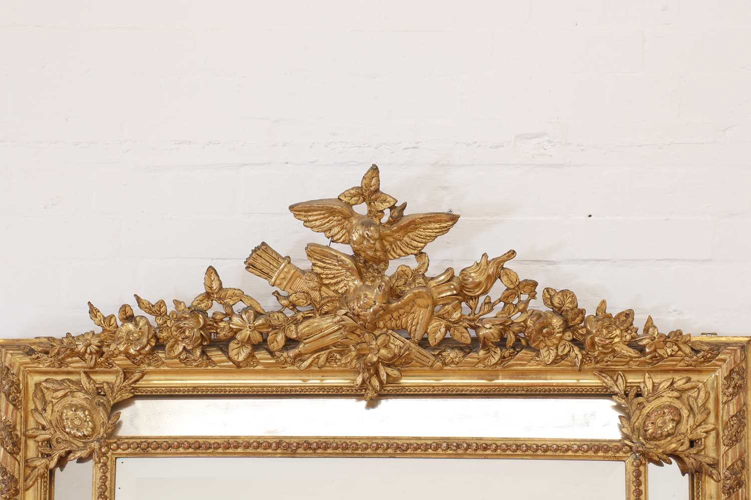 A Louis XVI-style giltwood and gesso overmantel mirror, - Image 9 of 24