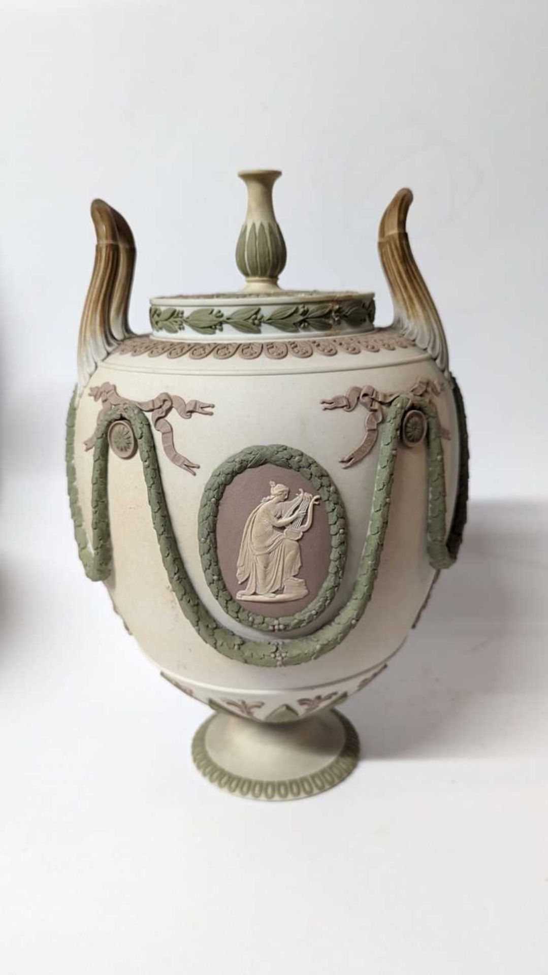 A pair of Wedgwood jasperware urns and covers, - Image 12 of 28