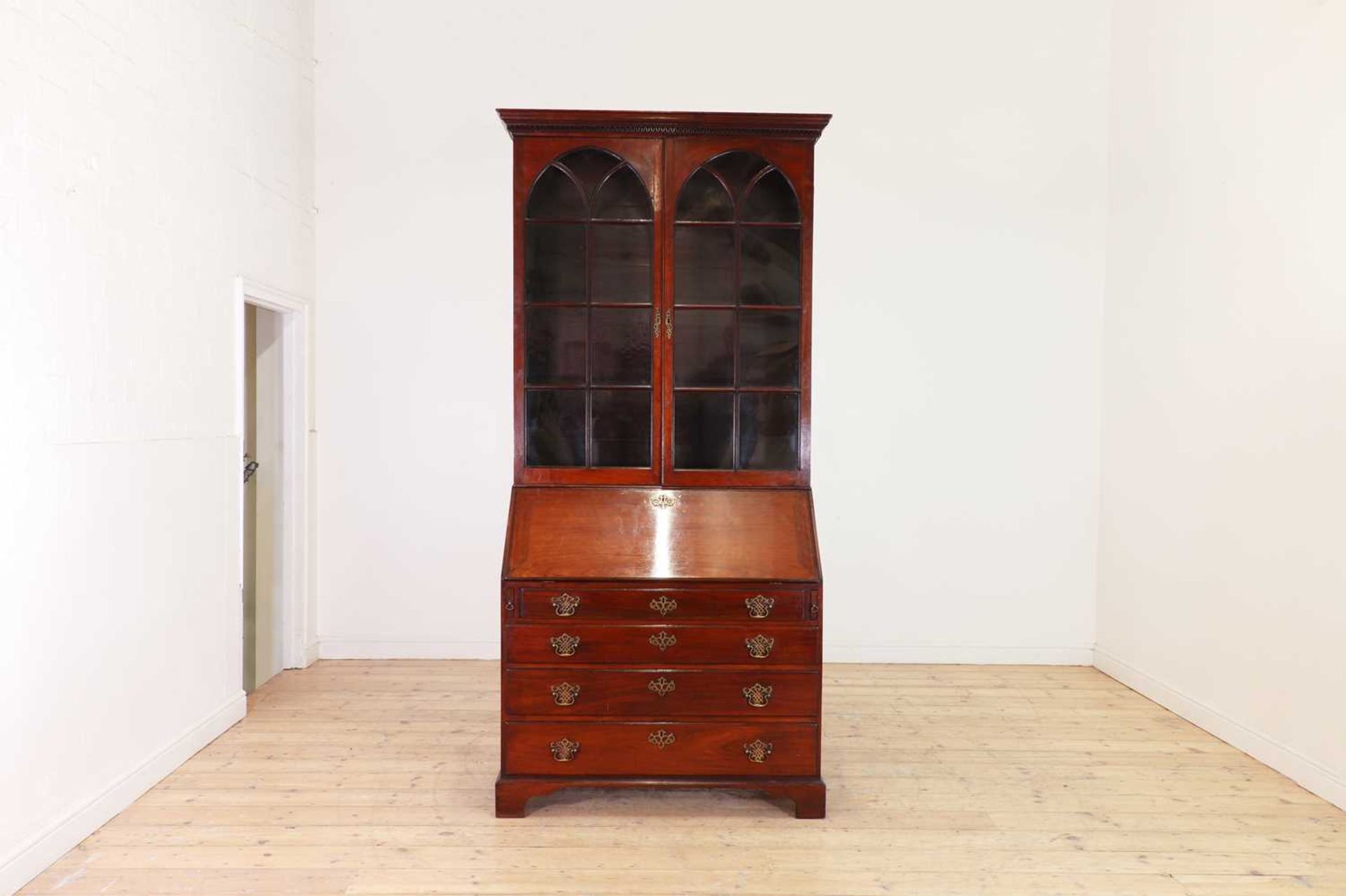 A George III colonial teak bureau bookcase - Image 2 of 8