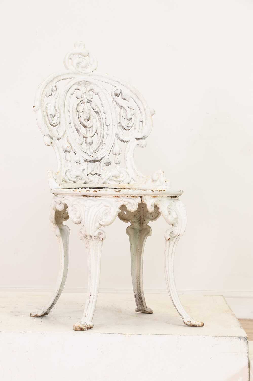 A pair of Victorian painted cast iron garden chairs, - Image 2 of 5