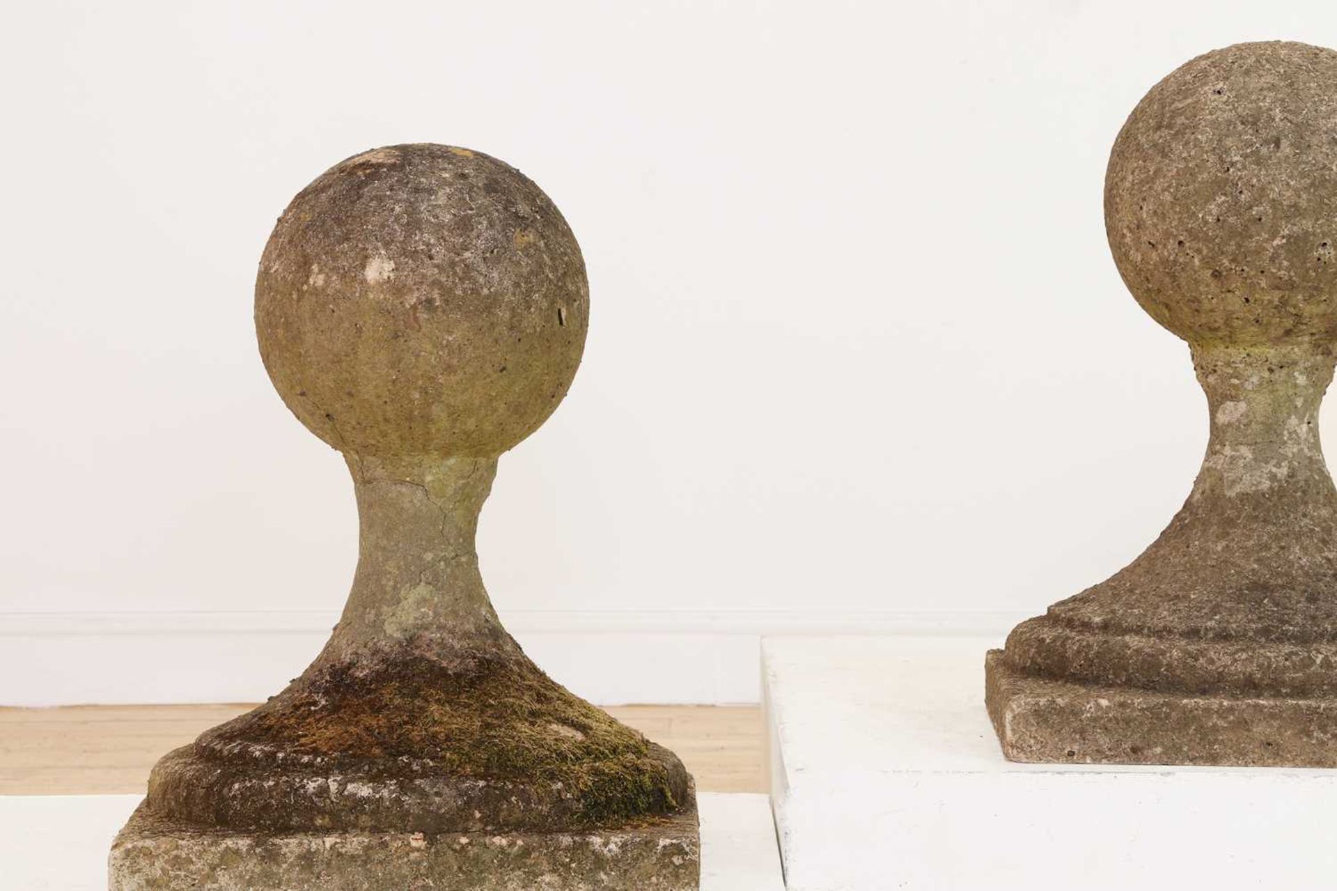 A pair of composition stone gatepost finials, - Image 3 of 12