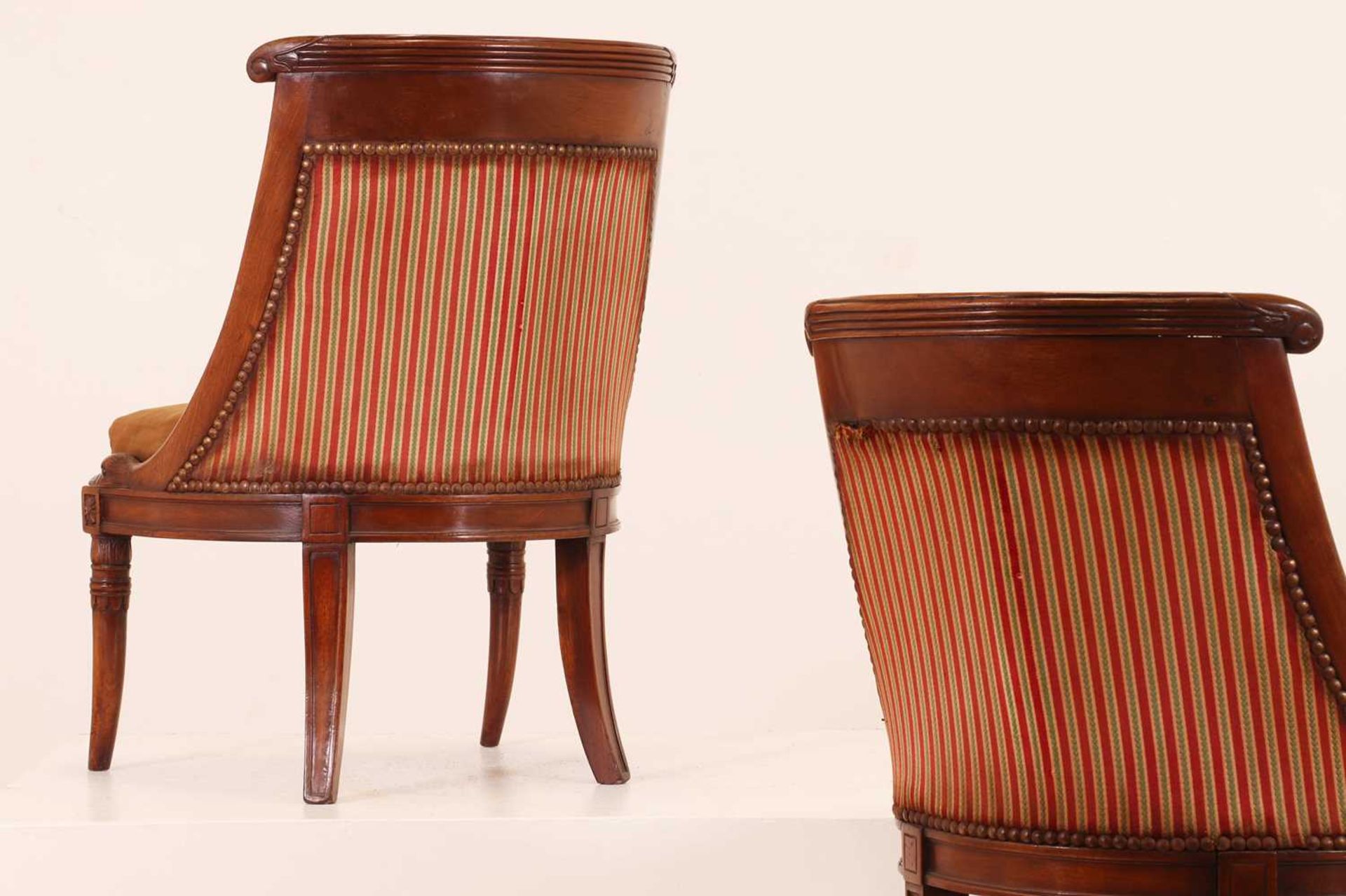 A pair of Charles X mahogany low chairs, - Image 2 of 7