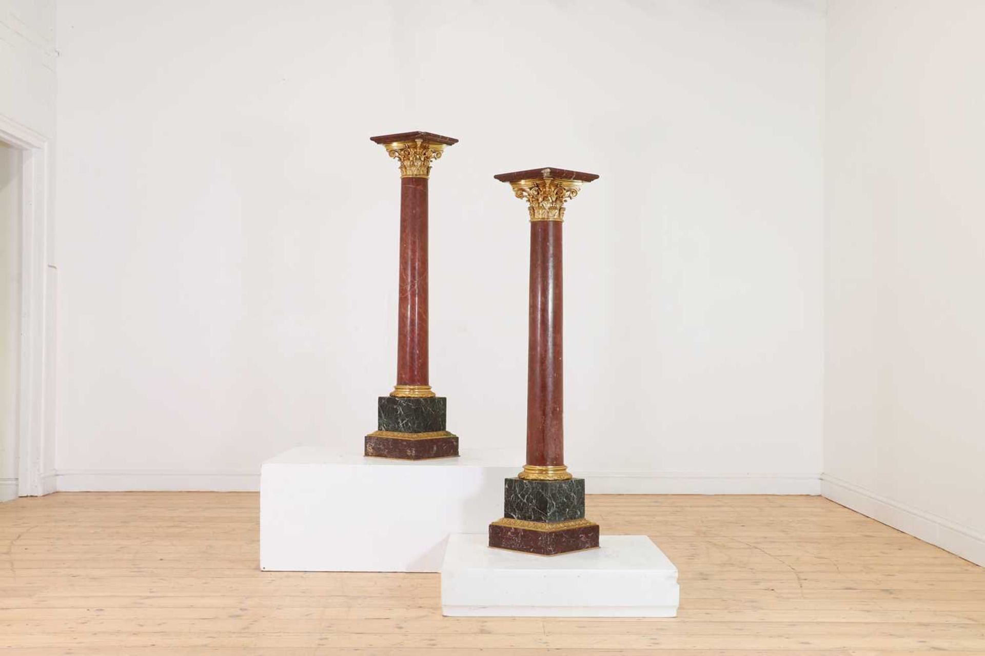 A pair of rouge marble pedestals, - Image 2 of 7