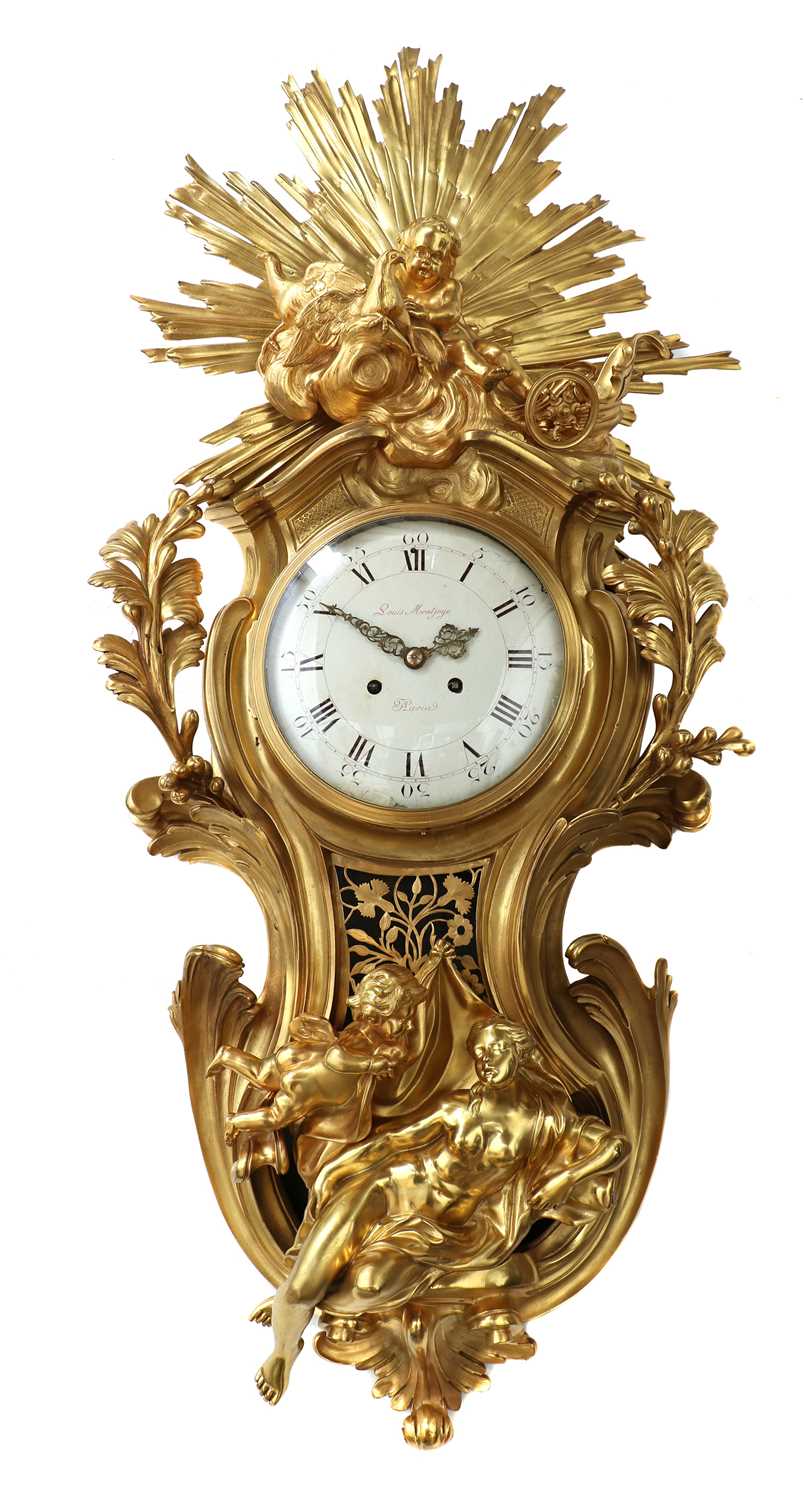 A large Louis XVI-style gilt-bronze cartel clock,