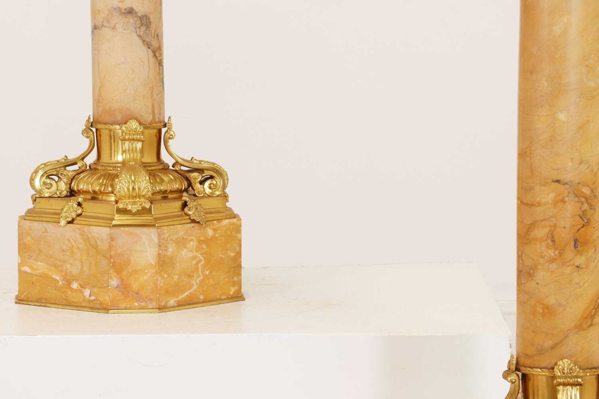 A pair of giallo antico marble pedestals, - Image 6 of 9
