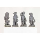 A set of four lead statues,