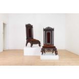 A near pair of carved rosewood occasional chairs,