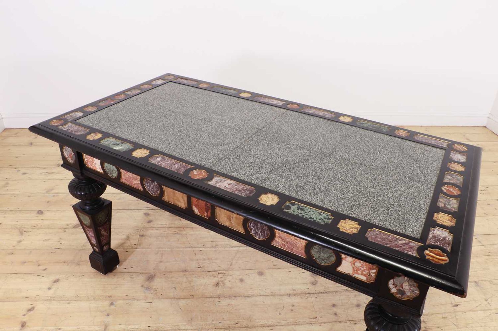 An ebonised, specimen and parcel-gilt console table, - Image 5 of 19