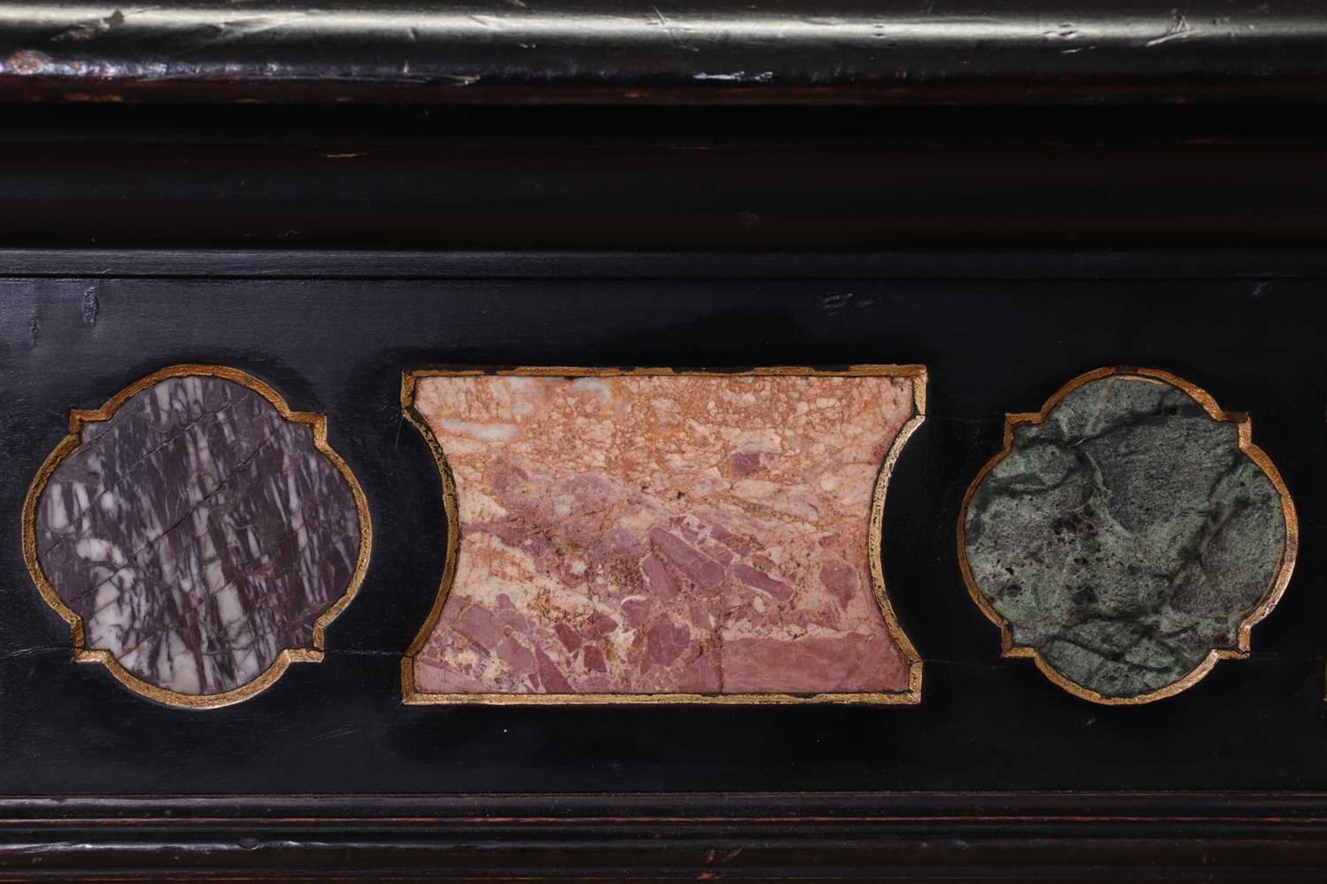 An ebonised, specimen and parcel-gilt console table, - Image 10 of 19