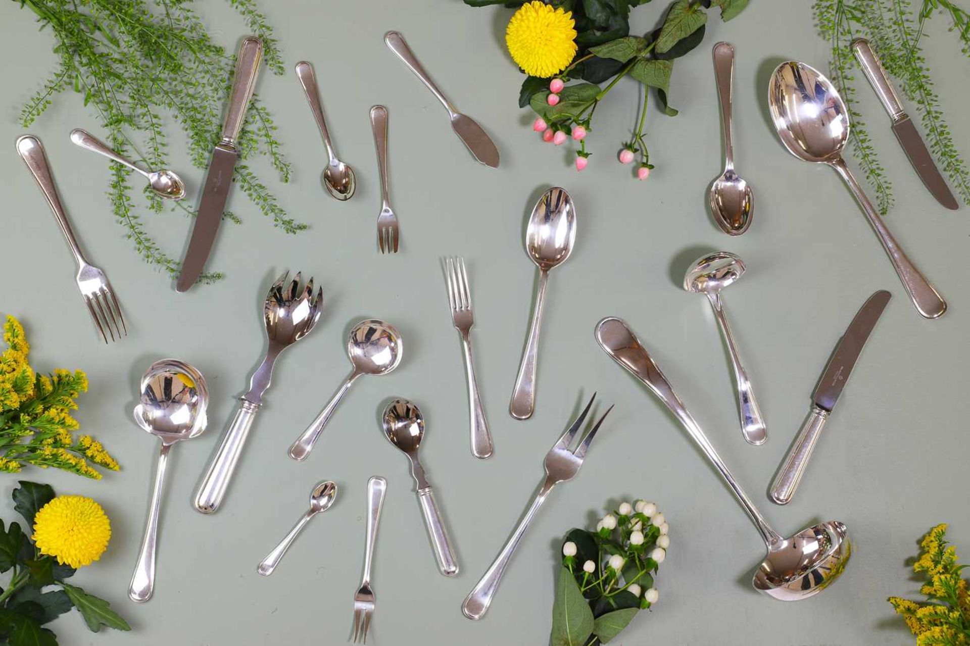 A Dutch silver flatware service,