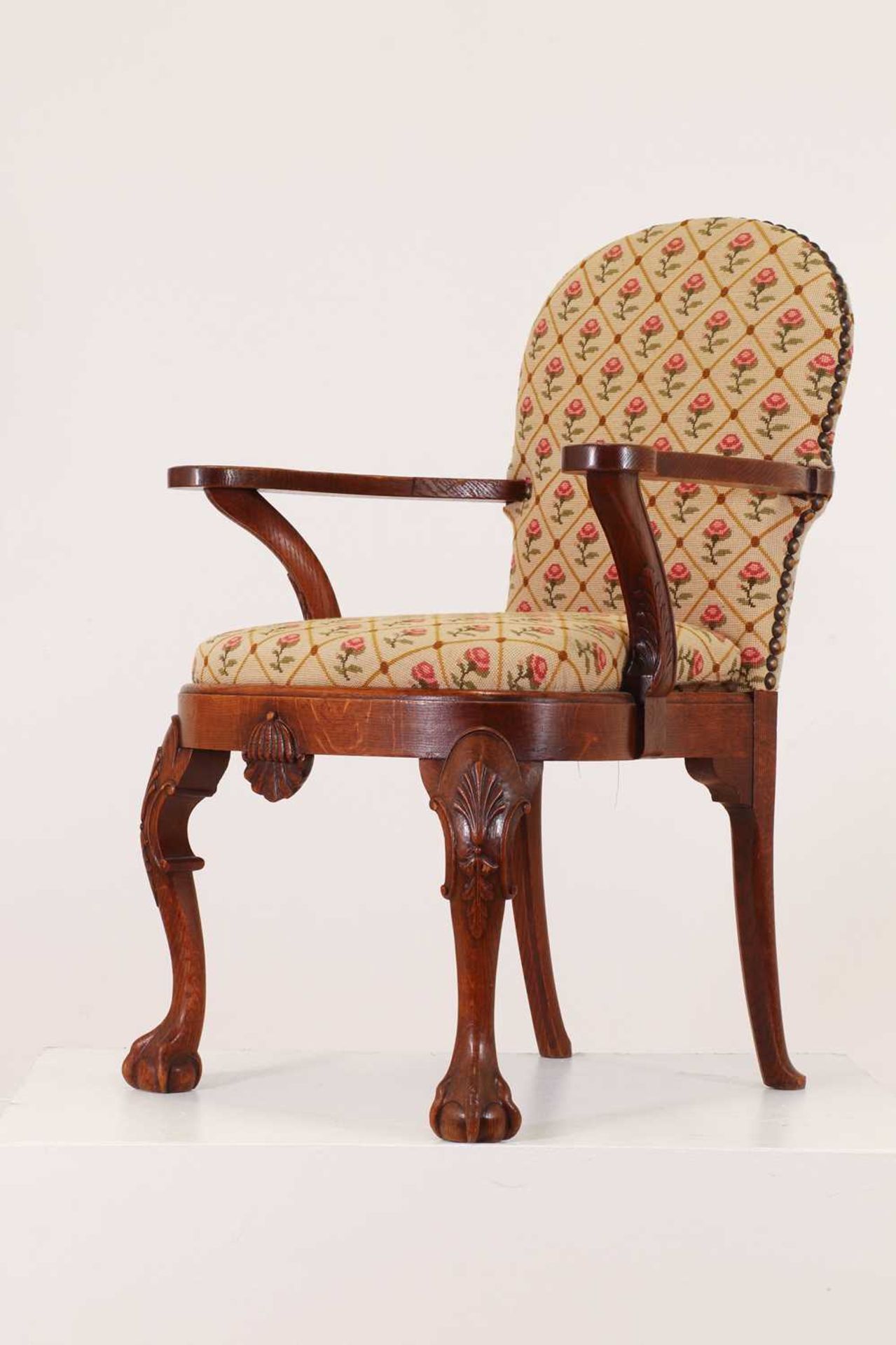 An oak and beech open armchair, - Image 2 of 7