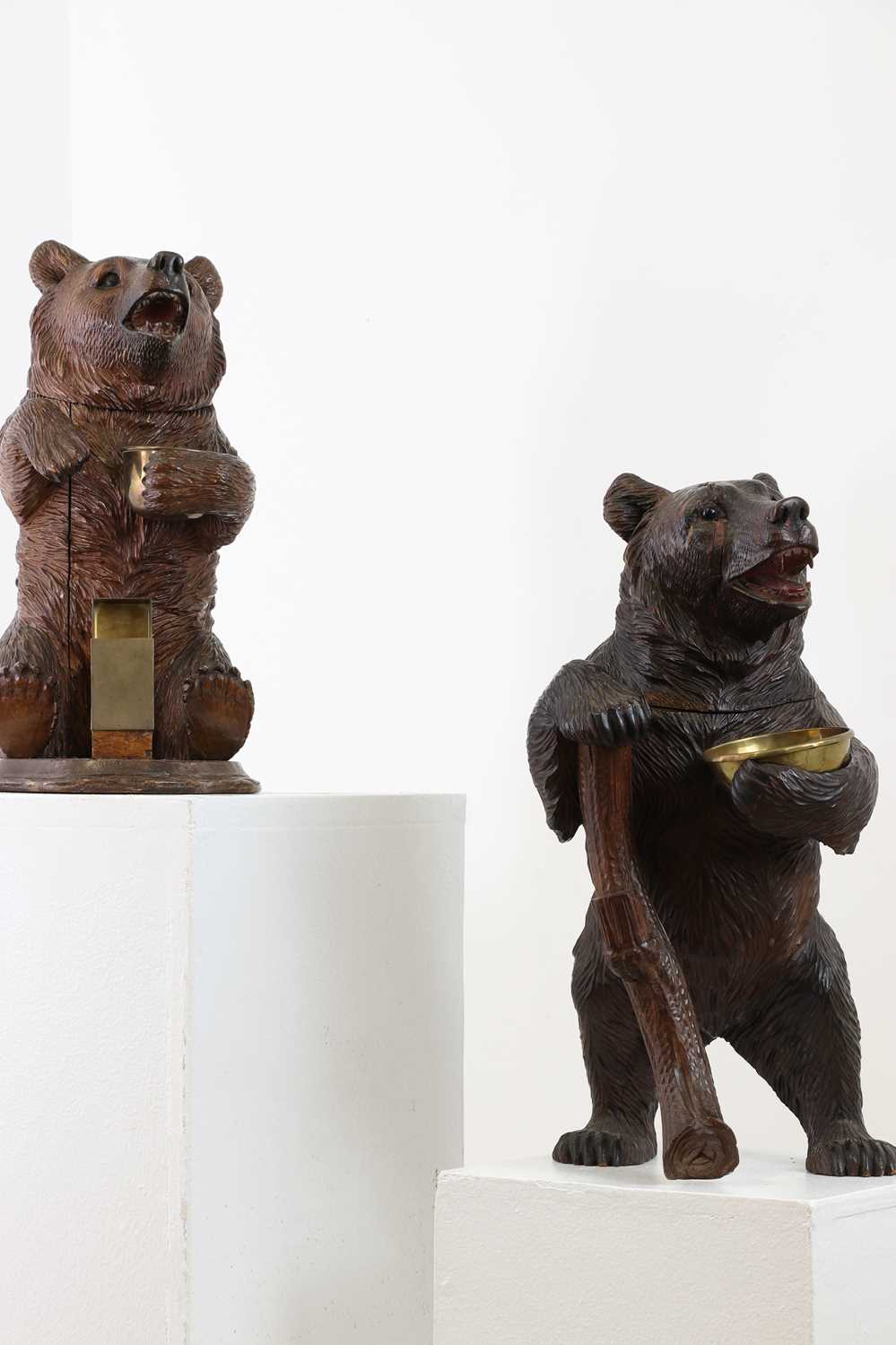 Two Black Forest carved wood bears,