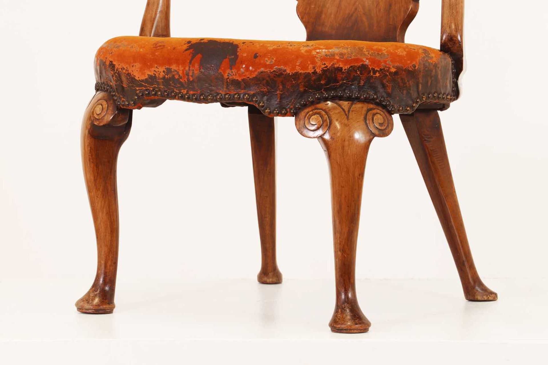 A Queen Anne-style walnut elbow chair in the manner of Gillows, - Image 5 of 7