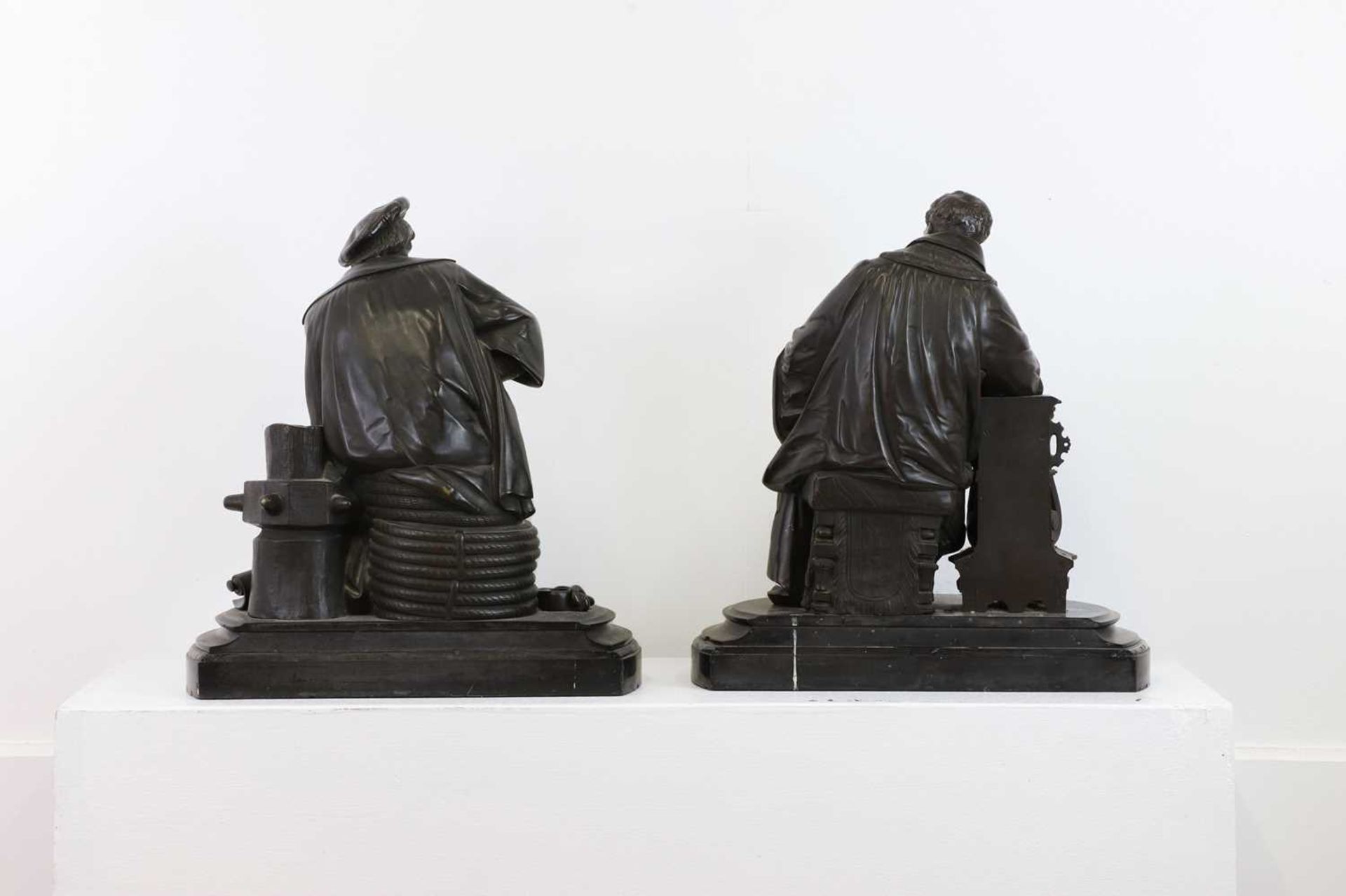 A pair of bronze figures of Columbus and Galileo, - Image 4 of 9