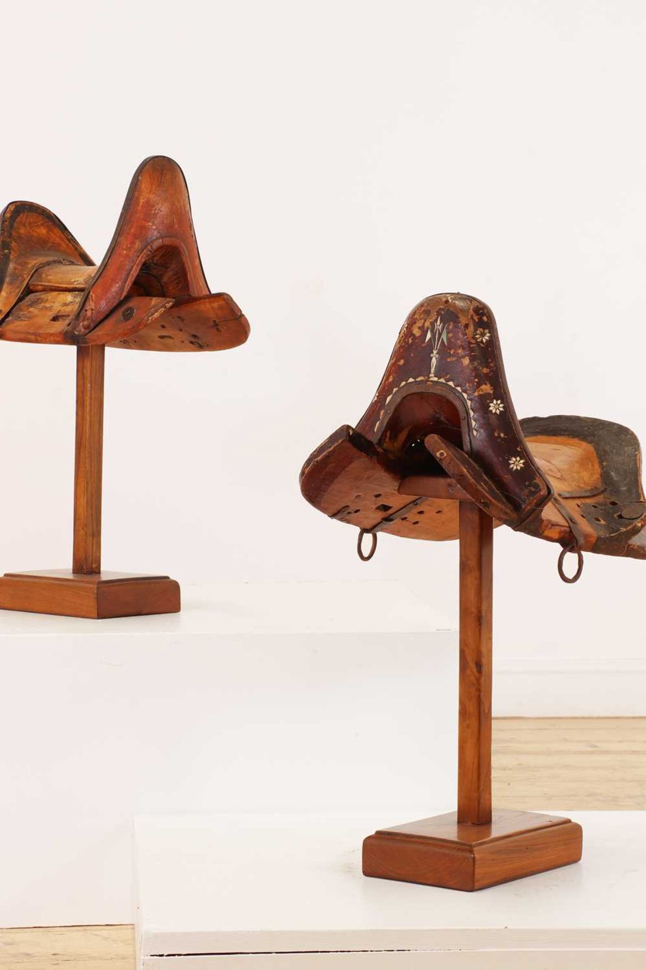 Two wooden saddles, - Image 2 of 7