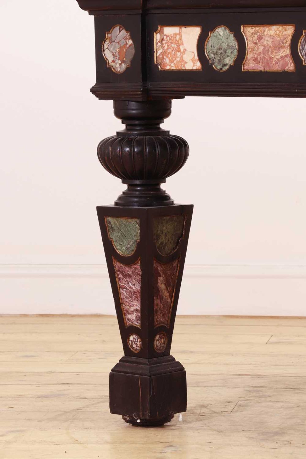 An ebonised, specimen and parcel-gilt console table, - Image 9 of 19