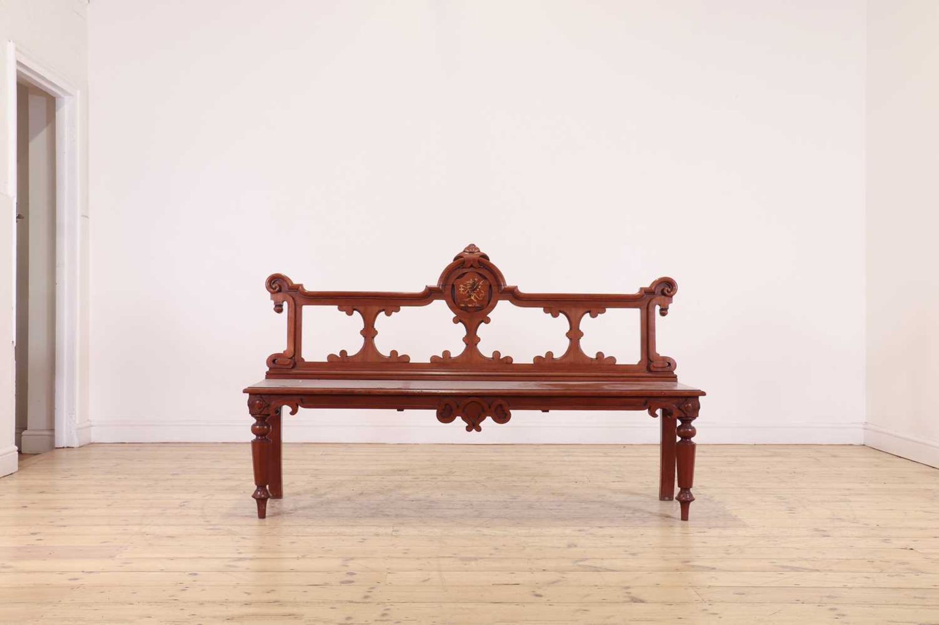 A Victorian mahogany hall seat or bench,