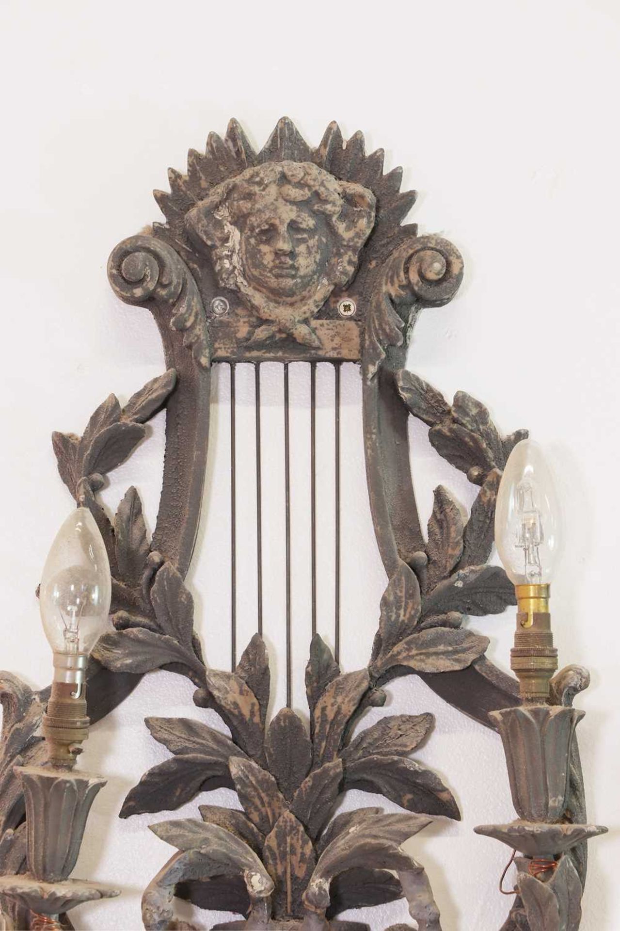 A pair of Gustavian-style painted composition wall lights, - Image 4 of 7