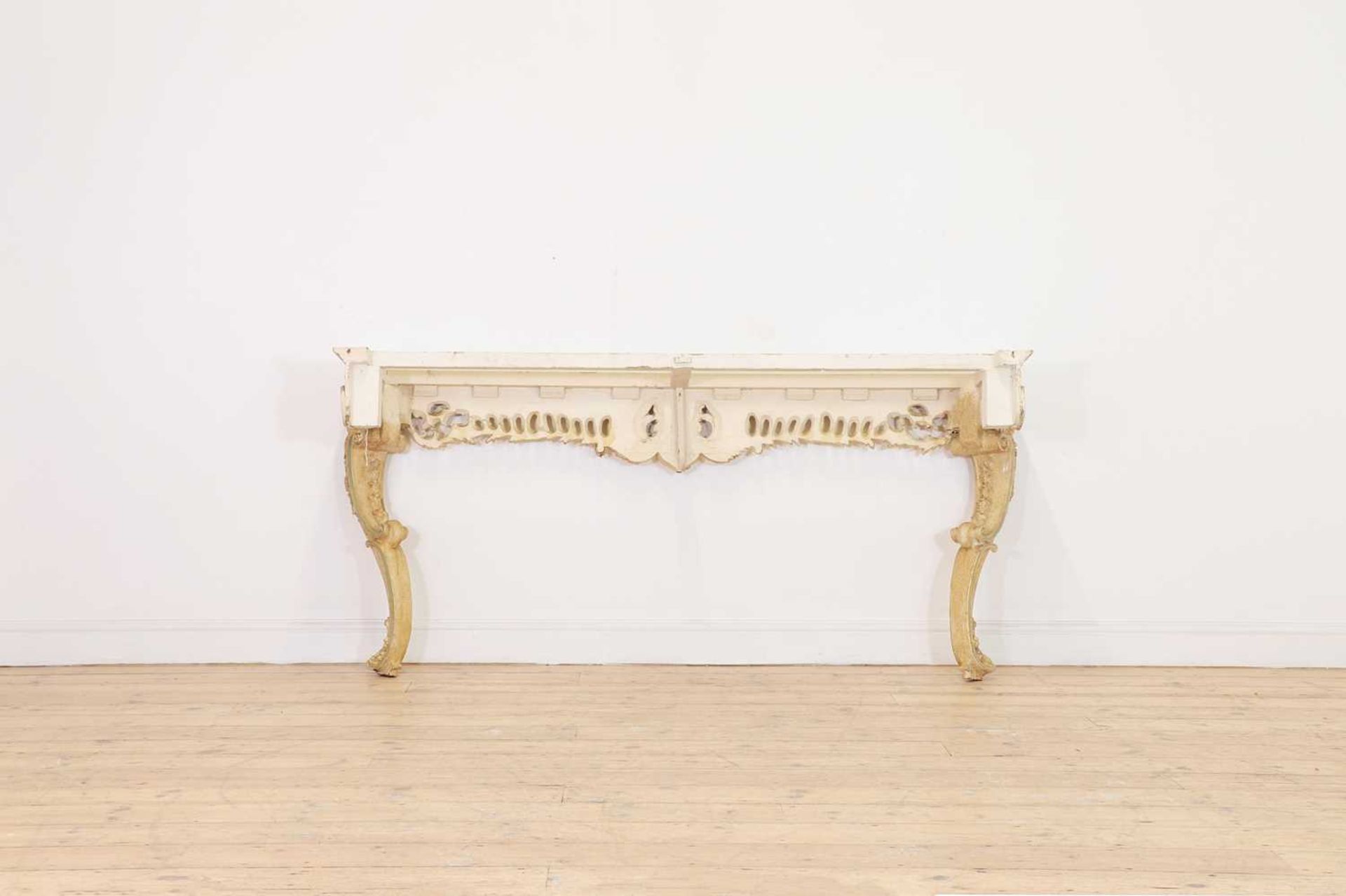 A carved and painted pine console table, - Image 6 of 10