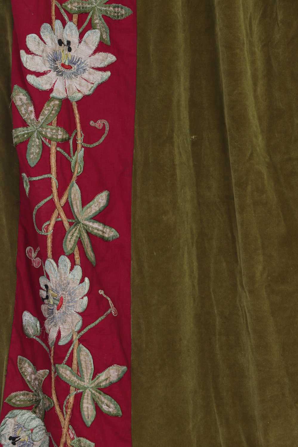 A pair of velvet, cotton and silk embroidered curtains, - Image 4 of 5