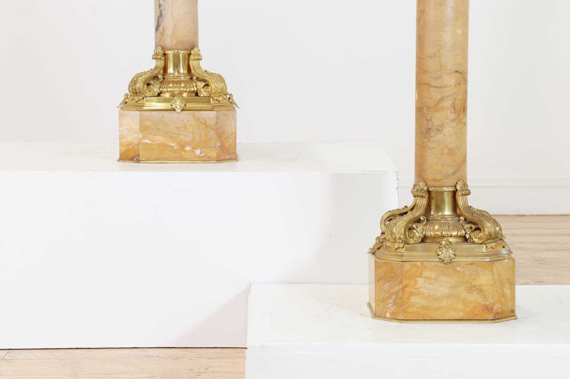 A pair of giallo antico marble pedestals, - Image 3 of 9