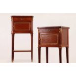 A pair of Directoire-style mahogany tables de nuit,