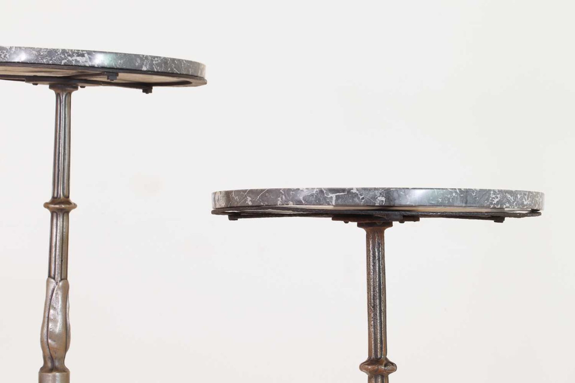 A pair of marble and polished cast iron bistro tables, - Image 2 of 8